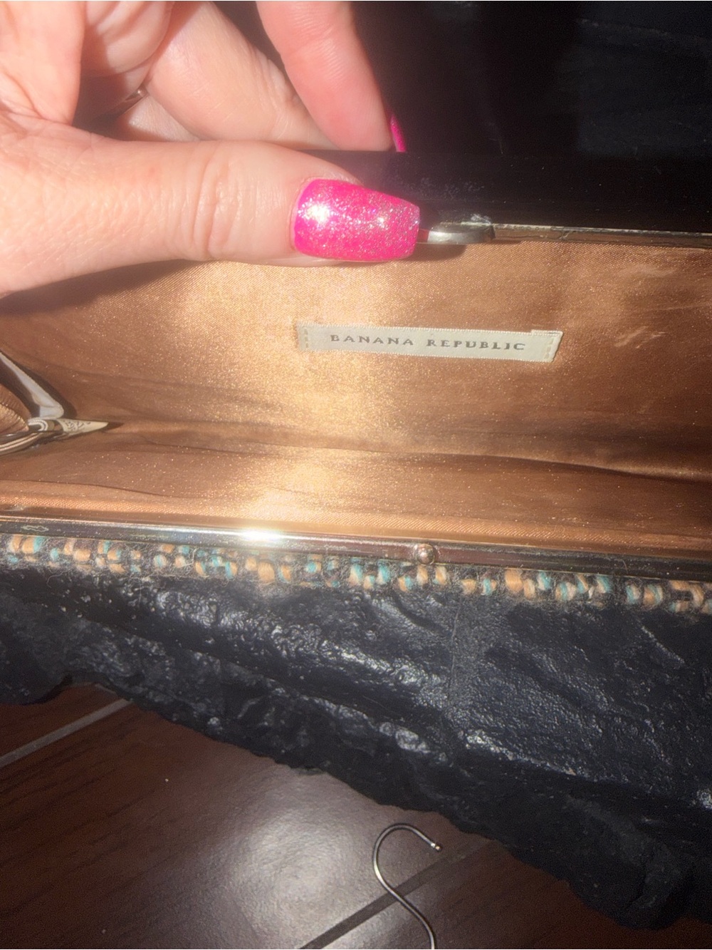 Banana Republic -  Woven Clutch - multi color stitching and Black - Picture 5 of 6